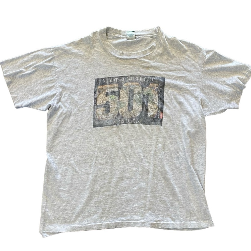 VTG Levi’s 501 No Matter Where You Go We Rule Jeans Graphic Tee Size XL